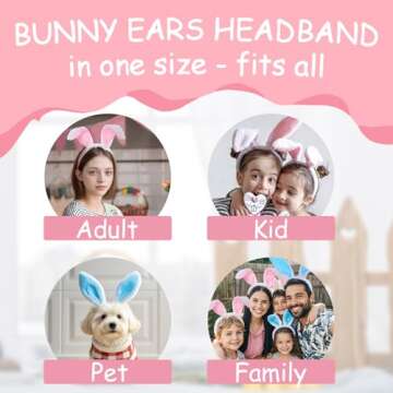 Plush Bunny Ears Headband for Kids and Adults - TopTie