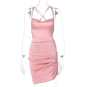 JUMISEE Satin Bodycon Dress for Women - Sexy Party Attire