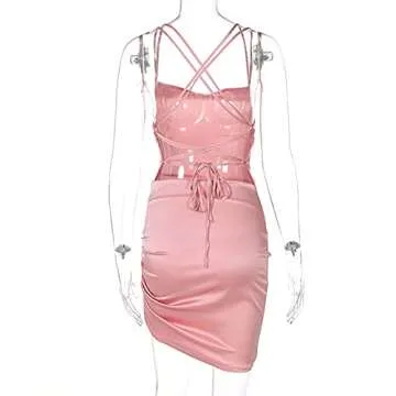 JUMISEE Satin Bodycon Dress for Women - Sexy Party Attire