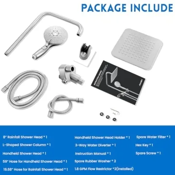 Ryamen Dual Shower Head, High Pressure & Handheld Combo