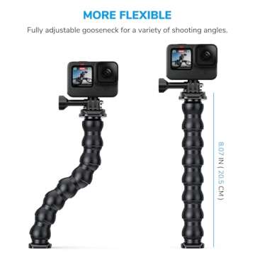 Sametop Jaws Flex Clamp Mount Gooseneck Clip Mount Compatible with GoPro Hero 13, 12, 11, 10, 9, 8, ...