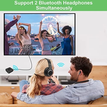 Golvery Bluetooth 5.0 Transmitter Receiver for TV, 2 in 1 Bluetooth Aux Adapter for PC/DVD/MP3/Car/Home Stereo/Speaker/Gym, Optical/RCA/AUX Connection, 25 Hours Playtime, Pair 2 Devices Simultaneously