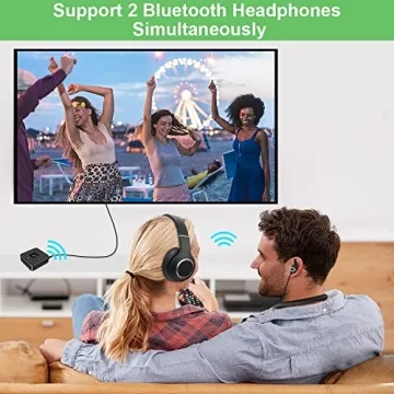 Golvery Bluetooth 5.0 Transmitter Receiver for TV, 2 in 1 Bluetooth Aux Adapter for PC/DVD/MP3/Car/Home Stereo/Speaker/Gym, Optical/RCA/AUX Connection, 25 Hours Playtime, Pair 2 Devices Simultaneously