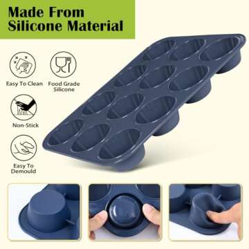 Vnray Silicone Muffin Pan 2 Pack, Nonstick & BPA Free