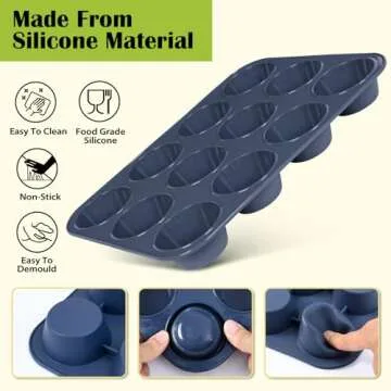 Vnray Silicone Muffin Pan 2 Pack, Nonstick & BPA Free