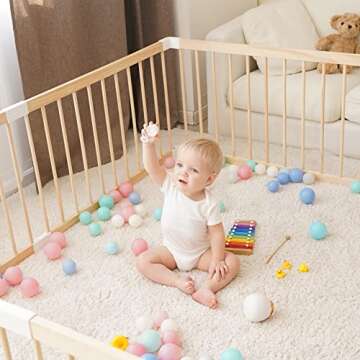 Wooden Baby Playpen & Gate - Safe Stylish Activity Center