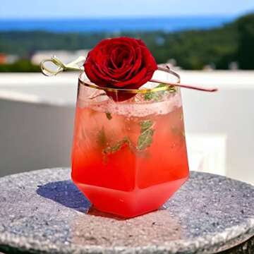 40 count Diamond Unbreakable Stemless Plastic Wine Champagne Whiskey Glasses Elegant Durable Disposa...