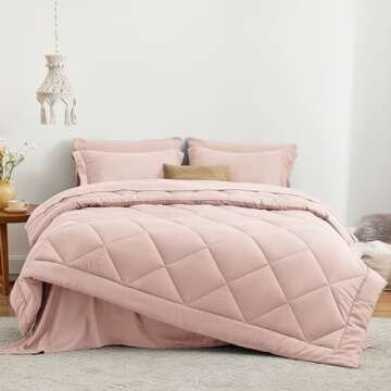 Love's cabin Twin Comforter Set Pink, 5 Pieces Twin Bed in a Bag, All Season Twin Bedding Sets with ...