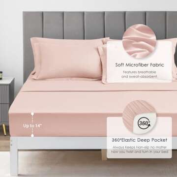 Love's cabin Twin Comforter Set Pink, 5 Pieces Twin Bed in a Bag, All Season Twin Bedding Sets with 1 Comforter, 1 Flat Sheet, 1 Fitted Sheet, 1 Pillowcase and 1 Pillow Sham