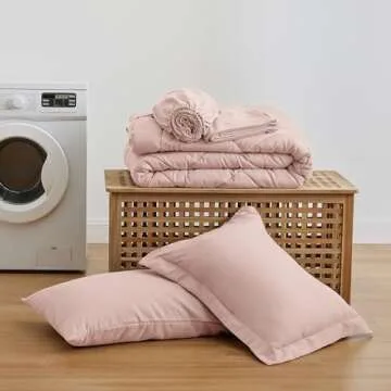 Love's cabin Twin Comforter Set Pink, 5 Pieces Twin Bed in a Bag, All Season Twin Bedding Sets with 1 Comforter, 1 Flat Sheet, 1 Fitted Sheet, 1 Pillowcase and 1 Pillow Sham