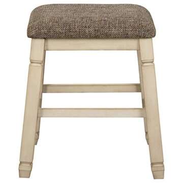 Signature Design by Ashley Bolanburg Farmhouse 24" Counter Height Upholstered Barstool, 2 Count, Whitewash