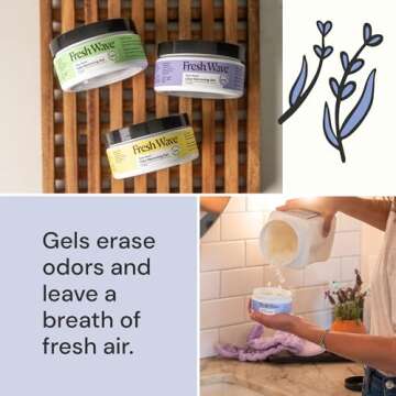 Fresh Wave Odor Removing Gel, Original 15 oz. & Lavender 7 oz.| Safer Odor Absorbers for Home | Natural Plant-Based Odor Eliminator | Every 7 oz. Lasts 15-30 Days | for Cooking, Trash & Pets