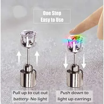 5 Pairs LED Earrings, IC ICLOVER Color Changing Light Up Earring Diamond Crown Studs, Wedding Rave Dance Party Flashing Blinking Colorful Glowing Birthday Anniversary Decoration Present for Men Women