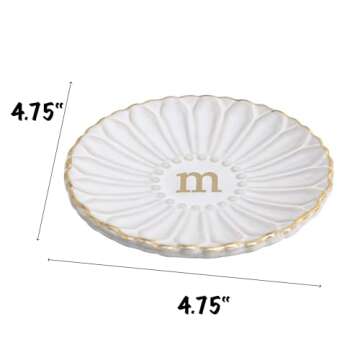 Sunflower Monogram Ceramic Jewelry Tray for Her