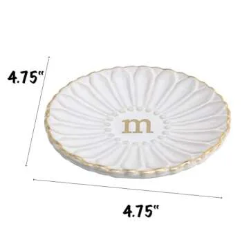 Sunflower Monogram Ceramic Jewelry Tray for Her