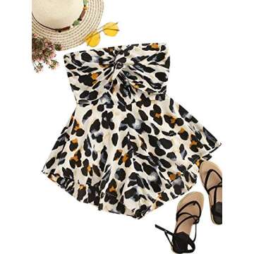 SweatyRocks Women's Off Shoulder Floral Print Playsuit Strapless Romper Short Jumpsuit Multi Medium