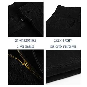 Genleck Womens Wide Leg Ripped Boyfriend Jeans High Waist Baggy Flare Casual Denim Pants Trousers (010-Black, S)