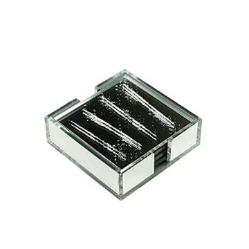 Cokester Funny Coasters for Drinks with Holder - 4 Pcs Novelty Gift Set Unique Present for Friends, Men, Women, Housewarming, Birthday, Living Room Decor, Holiday Party Nose Candy Gag Gifts… (Mirror)