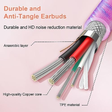 Aolcev Pink USB C Wired Headphones for All Devices