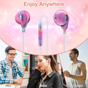 Aolcev Pink USB C Wired Headphones for All Devices