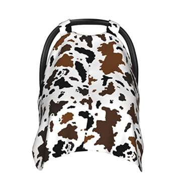 Brown Black Cow Skin Baby Car Seat Canopy Cover Multi Use Nursing Cover for Newborn Car Seat Canopy ...