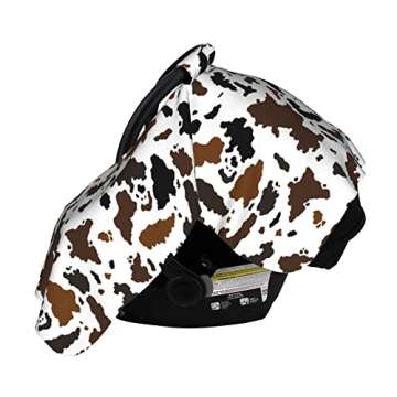 Brown Black Cow Skin Baby Car Seat Canopy Cover Multi Use Nursing Cover for Newborn Car Seat Canopy Mom Nursing Breastfeeding Covers Newborn Shower Gift