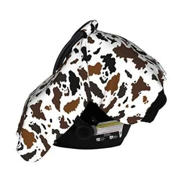 Brown Black Cow Skin Baby Car Seat Canopy Cover Multi Use Nursing Cover for Newborn Car Seat Canopy Mom Nursing Breastfeeding Covers Newborn Shower Gift