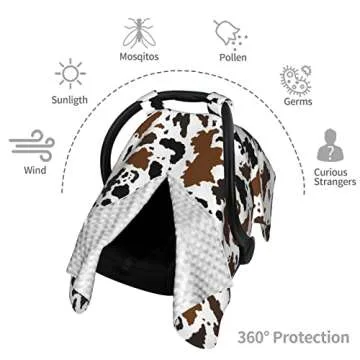 Brown Black Cow Skin Baby Car Seat Canopy Cover Multi Use Nursing Cover for Newborn Car Seat Canopy Mom Nursing Breastfeeding Covers Newborn Shower Gift