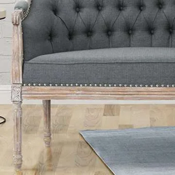 Christopher Knight Home Faye Traditional Fabric Tufted Upholstered Loveseat, Dark Gray, Antique