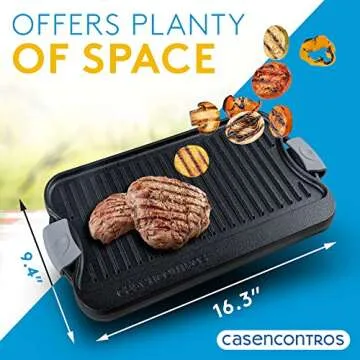 CASENCONTROS 2-in-1 Reversible Cast Iron Griddle Pan