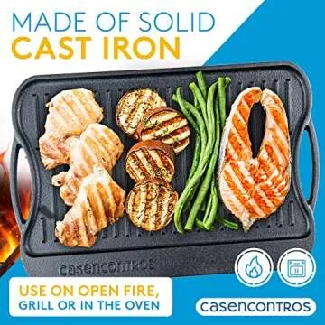 CASENCONTROS 2-in-1 Reversible Cast Iron Griddle Pan