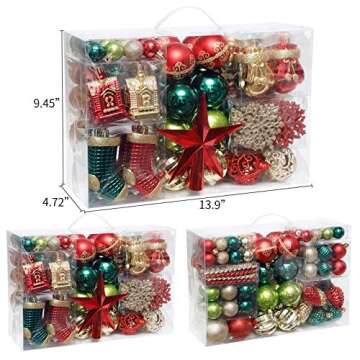 132pcs Shatterproof Christmas Tree Ornament Set