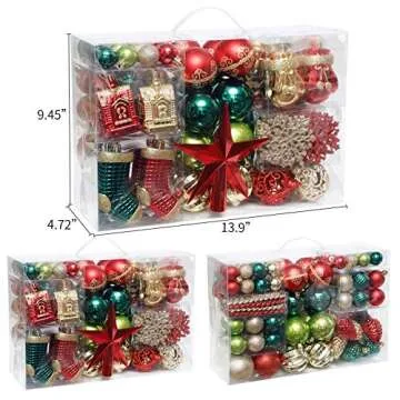 132pcs Shatterproof Christmas Tree Ornament Set