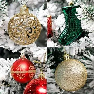 132pcs Shatterproof Christmas Tree Ornament Set