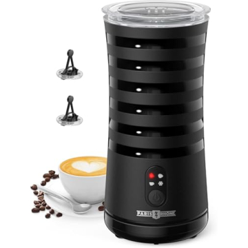 Paris Rhône Milk Frother, 4-in-1 Milk Steamer and Frother, Hot & Cold Foam Milk Warmer with Temperature Control, Auto Shut-Off Frother for Coffee, Latte, Cappuccino, Macchiato