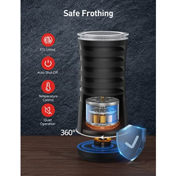 Paris Rhône Milk Frother, 4-in-1 Milk Steamer and Frother, Hot & Cold Foam Milk Warmer with Temperature Control, Auto Shut-Off Frother for Coffee, Latte, Cappuccino, Macchiato