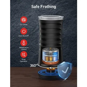 Paris Rhône Milk Frother, 4-in-1 Milk Steamer and Frother, Hot & Cold Foam Milk Warmer with Temperature Control, Auto Shut-Off Frother for Coffee, Latte, Cappuccino, Macchiato