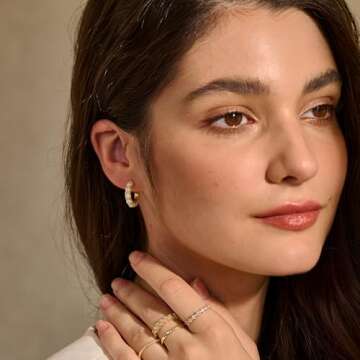 Risamil Pearl Hoop Earrings for Women - Gold Hoop Earrings Pearl Earrings for Women Trendy Jewelry G...