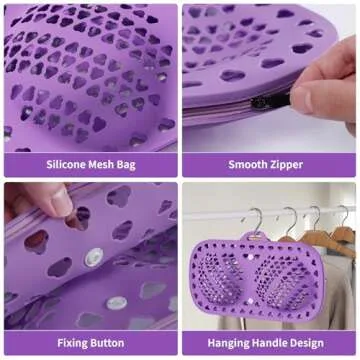 3PCS Bra Washing Bags for Laundry, Silicone Lingerie Bags for Washing Delicates Laundry Bag Set, Underwear Washing Bag Dryer Bra Protector With Zipper for Women Laundry Storage(32A to 38D Cups)