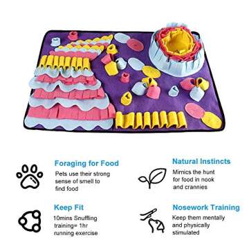 HALOVIE Snuffle Mat for Small Medium Dogs, Slow Feeder Interactive Dog Feed Game Brain Stimulating Enrichment Toys