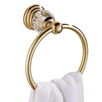WINCASE Gold Bathroom Accessories, Adjustable Crystal Towel Bar Set, Golden Hardware Set Hand Towel ...