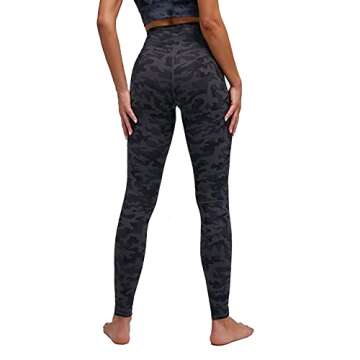 Mipaws Women's High Rise Leggings Full Length Yoga Pants with Tummy Control Seamless Waistband (M, Grey Camo)