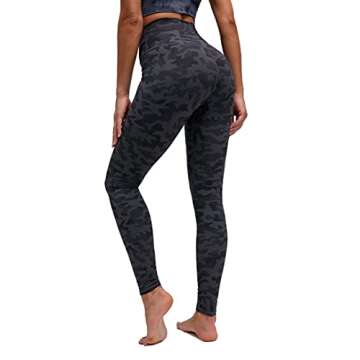 Mipaws Women's High Rise Leggings Full Length Yoga Pants with Tummy Control Seamless Waistband (M, Grey Camo)