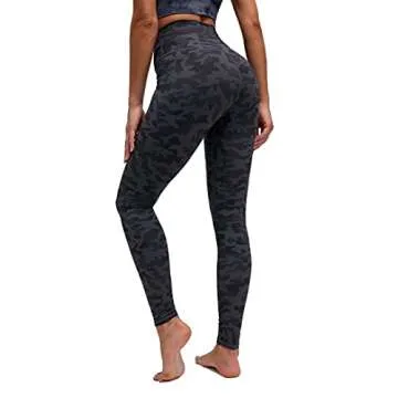 Mipaws Women's High Rise Leggings Full Length Yoga Pants with Tummy Control Seamless Waistband (M, Grey Camo)