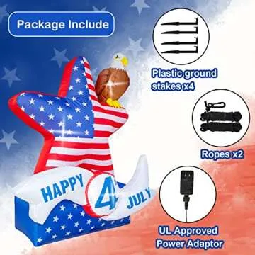 5.2FT 4th of July Inflatable Decorations,Star American Flying Bald Eagle with Build-in LEDs,Blow Up Yard Decoration Patriotic Independence Day Inflatables for Party Indoor, Outdoor, Lawn, Garden Decor