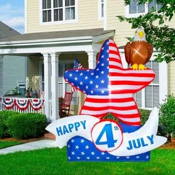 5.2FT 4th of July Inflatable Decorations,Star American Flying Bald Eagle with Build-in LEDs,Blow Up Yard Decoration Patriotic Independence Day Inflatables for Party Indoor, Outdoor, Lawn, Garden Decor