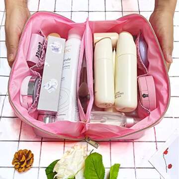 Nylon Makeup Bag Pink Chenille Letter Makeup Bag for Stylish Organization and Travel