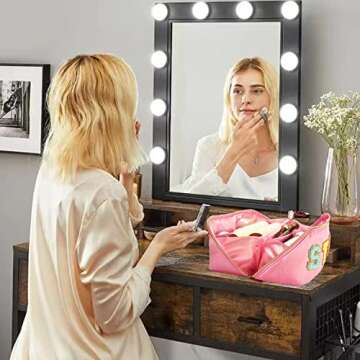 Stylish Nylon Makeup Bag with Chenille Letter Patches