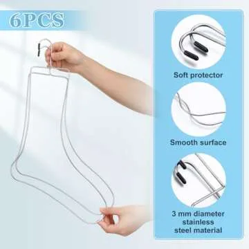 Newtay 3 Pairs of Small, Medium, Large Sock Blockers Stainless Steel Blockers Drying Hanger for Knitting & Crochet, Shaping, Drying, Displaying Knitted Socks