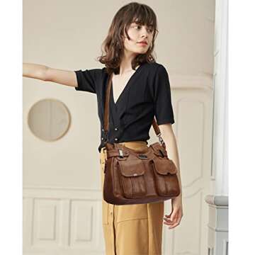 KL928 Purses for Women Soft PU Leather Handbags Large Capacity Shoulder Bags Multi-Pockets Fashion Crossbody Purse